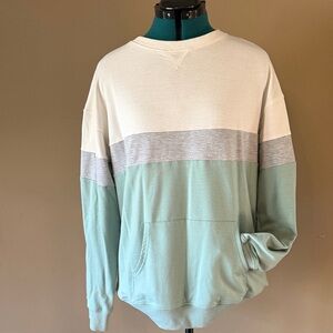 Women’s Color Block Sweater - Cream, Gray, and Green